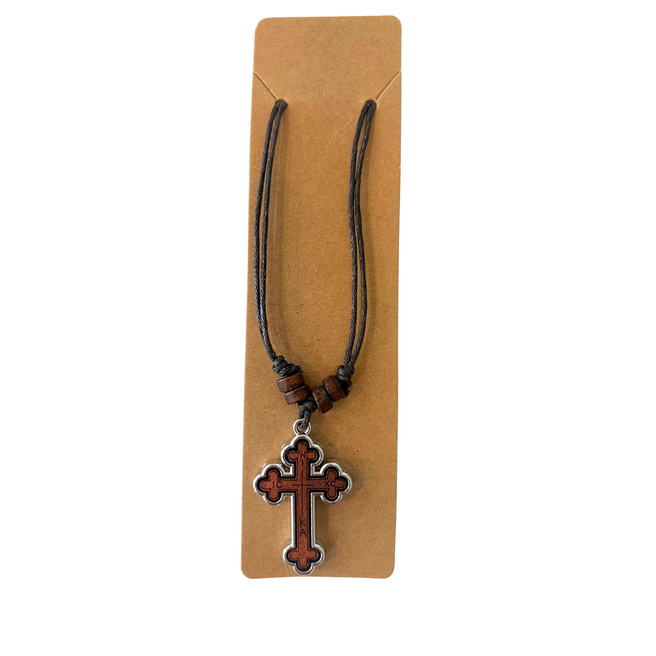 Wooden Orthodox Cross Necklace